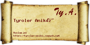 Tyroler Anikó névjegykártya